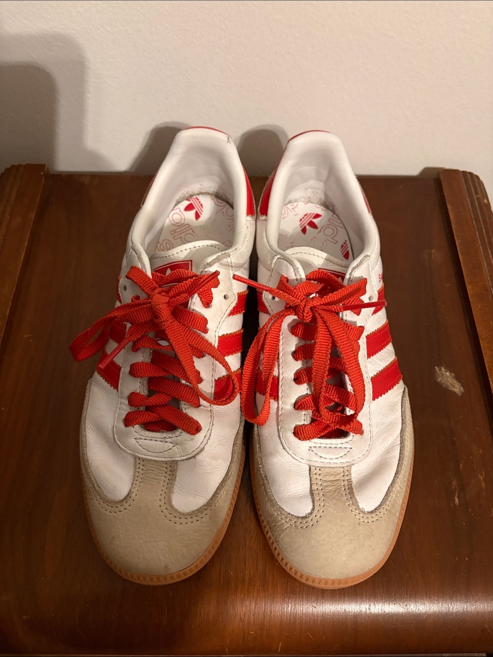 adidas Men’s White Sneakers with Red Accents